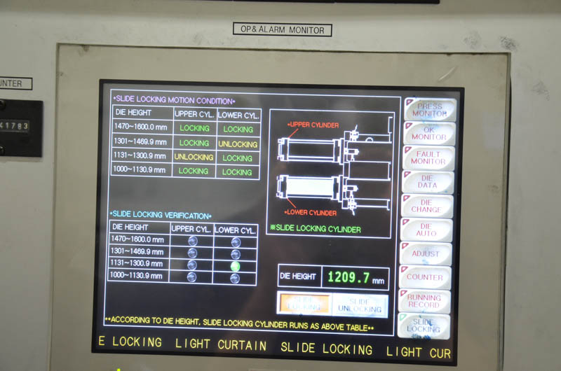 SIMPAC DE4P-1500 straight side mechanical stamping press